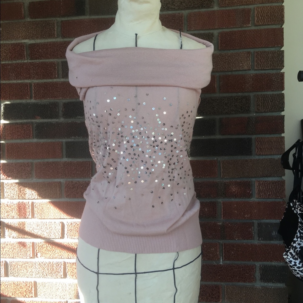 LOFT pink sleeveless off shoulder sweater NWT